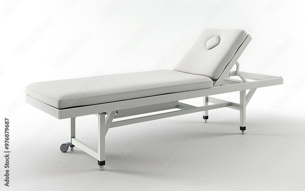 Examination Table isolated on white background. 3D rendering. Examination Table isolated on white background. 3D rendering.