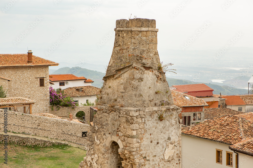 The historical center of the medieval town of Kruje in Albania. Beautiful outdoor scene of Albania, Europe. Traveling The historical center of the medieval town of Kruje in Albania. Beautiful outdoor scene of Albania, Europe. Traveling