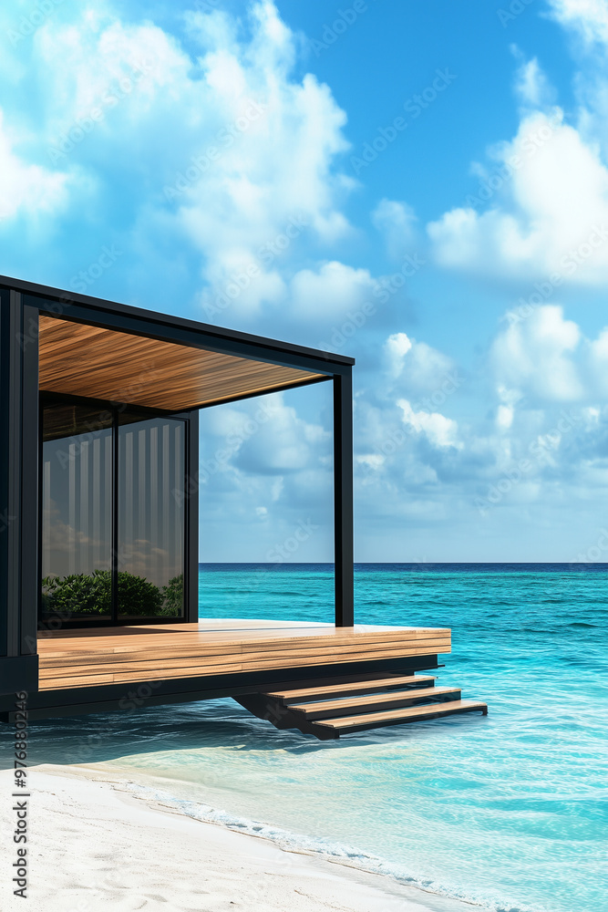 Fototapeta premium a modern luxury chalet for millionaires on a island paradise