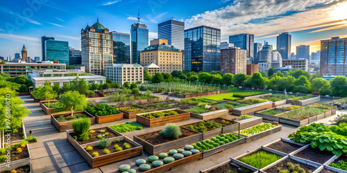 Vibrant urban farming initiative transforming city spaces, sustainable, urban, farming, initiative, underutilized photo