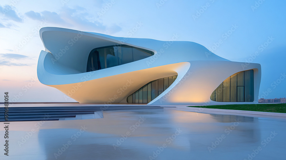 A modern art gallery with an abstract architectural structure. A modern art gallery with an abstract architectural structure.