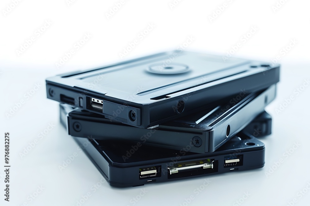 External Drive Bays isolated on white background. 3D rendering. External Drive Bays isolated on white background. 3D rendering.