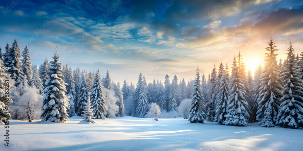Snowy forest landscape in the winter, snow, forest, trees, winter, cold, beautiful, serene, nature, white, ice, frost Snowy forest landscape in the winter, snow, forest, trees, winter, cold, beautiful, serene, nature, white, ice, frost