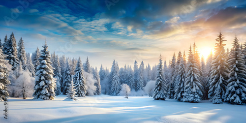 Snowy forest landscape in the winter, snow, forest, trees, winter, cold, beautiful, serene, nature, white, ice, frost