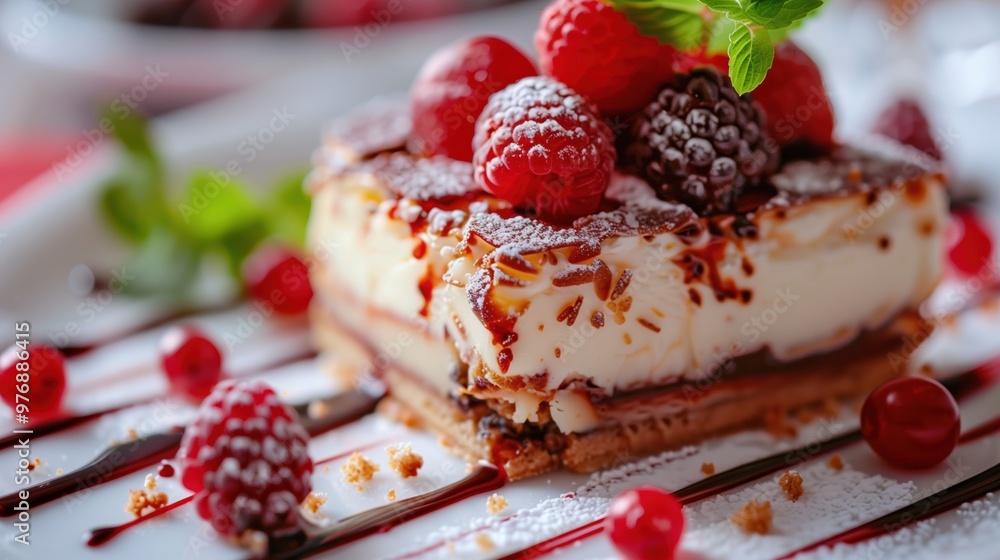 Captivating CloseUp of a Delicious Dessert An Elegant Composition with Vibrant Colors and Intricate Details Captivating CloseUp of a Delicious Dessert An Elegant Composition with Vibrant Colors and Intricate Details