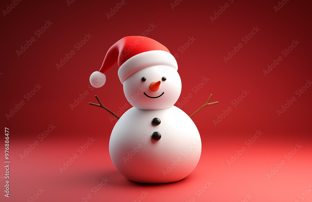 Hand drawn cartoon illustration of cute snowman wearing Santa hat
Hand drawn cartoon illustration of cute snowman wearing Santa hat