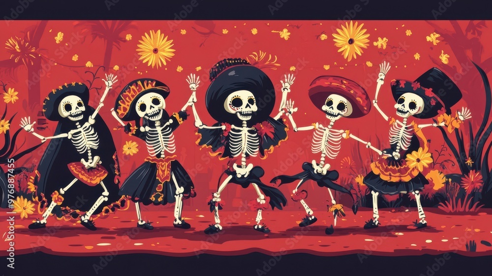 Dancing Skeletons Celebrate Day of the Dead Dancing Skeletons Celebrate Day of the Dead