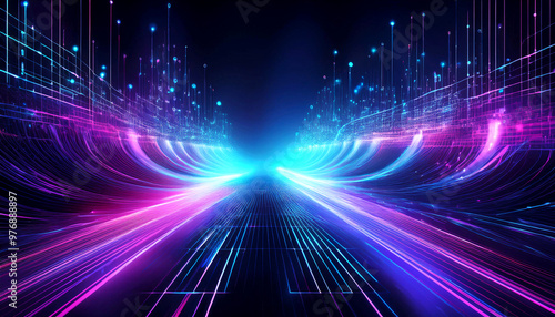 Abstract Technology Background with Neon Lights