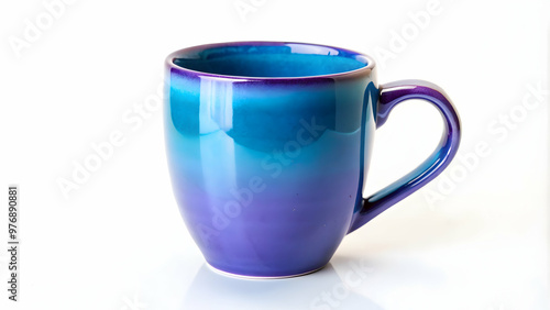 Blue and purple ceramic mug on white background for hot beverages, tea, coffee, ceramic, mug, drink, hot, beverage, blue