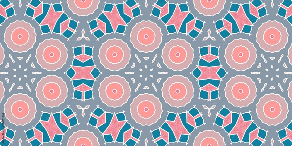 Fototapeta premium Abstract Pink White Blue Pastel Kaleidoscope Geometry Psychedelic Art Pattern Background