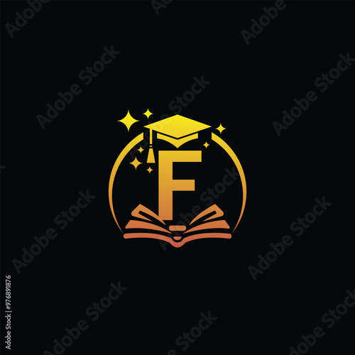 Modern Education Iconic Logo With Letter F