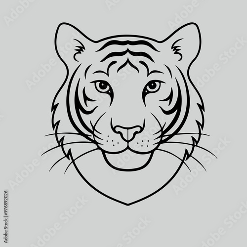 tiger head vector in line art illustration
 photo