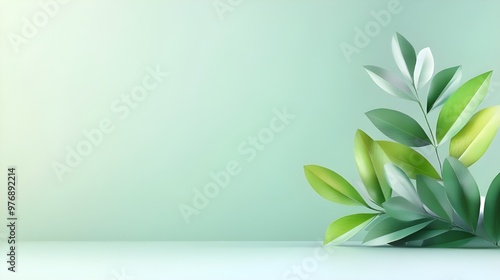 Green Plant having green leap with green and blue background 