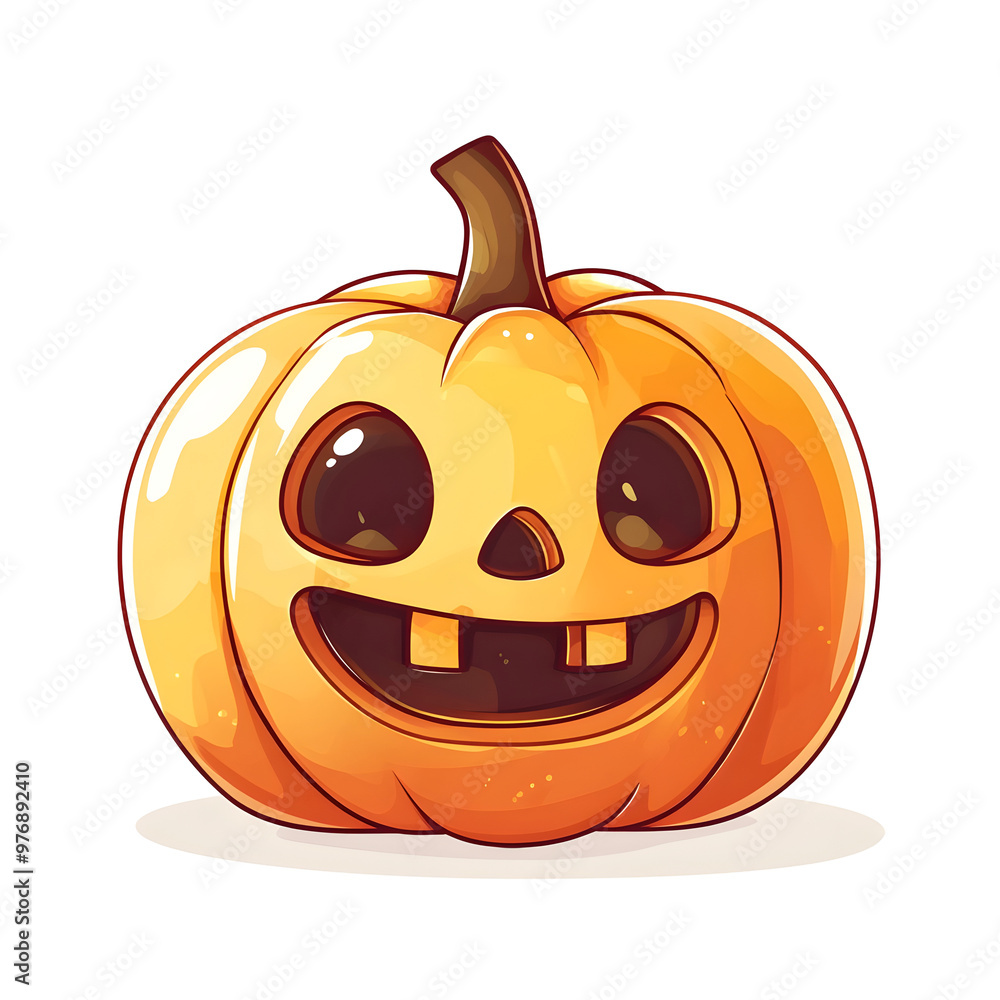Cheerful Cartoon Pumpkin Jack O Lantern Celebrating Halloween on White Background Cheerful Cartoon Pumpkin Jack O Lantern Celebrating Halloween on White Background