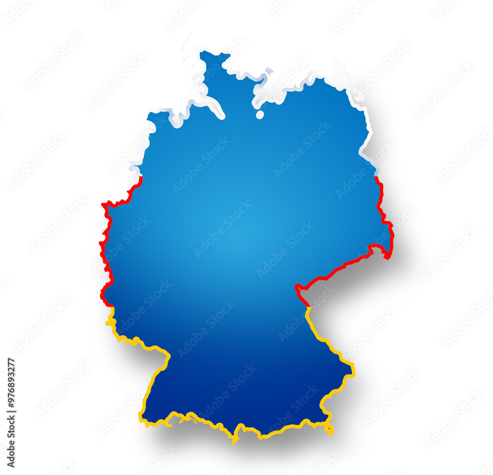 Obraz premium simplified map of Germany as silhouette, outline, in blue color similar to the emerging party AFD, Alternative for Germany, which participates in elections for the German federal government and chance