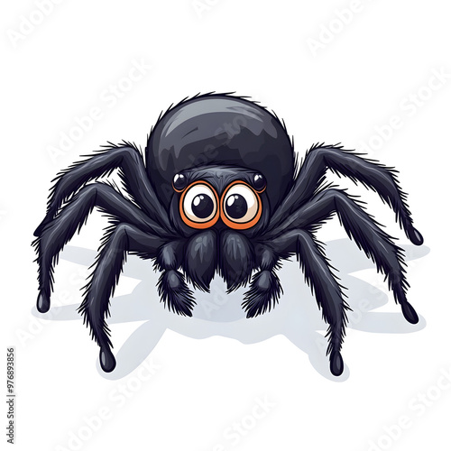 Curious and Cartoonish Halloween Spider Isolated on White Background photo