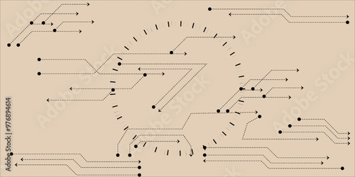 Circuit board. High-tech technology on brown background. technology background with hi-tech digital data connection system and computer electronic design. Abstract circuit board futuristic technology 