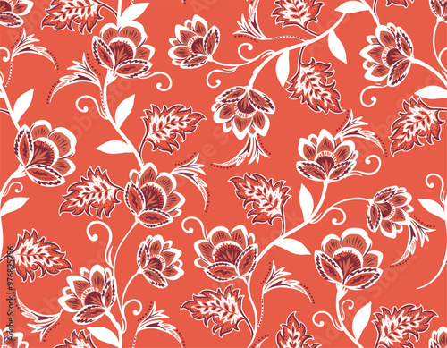 Romantic Boho floral pattern,  Persian pattern  Indian floral pattern, Vector Illustration ,