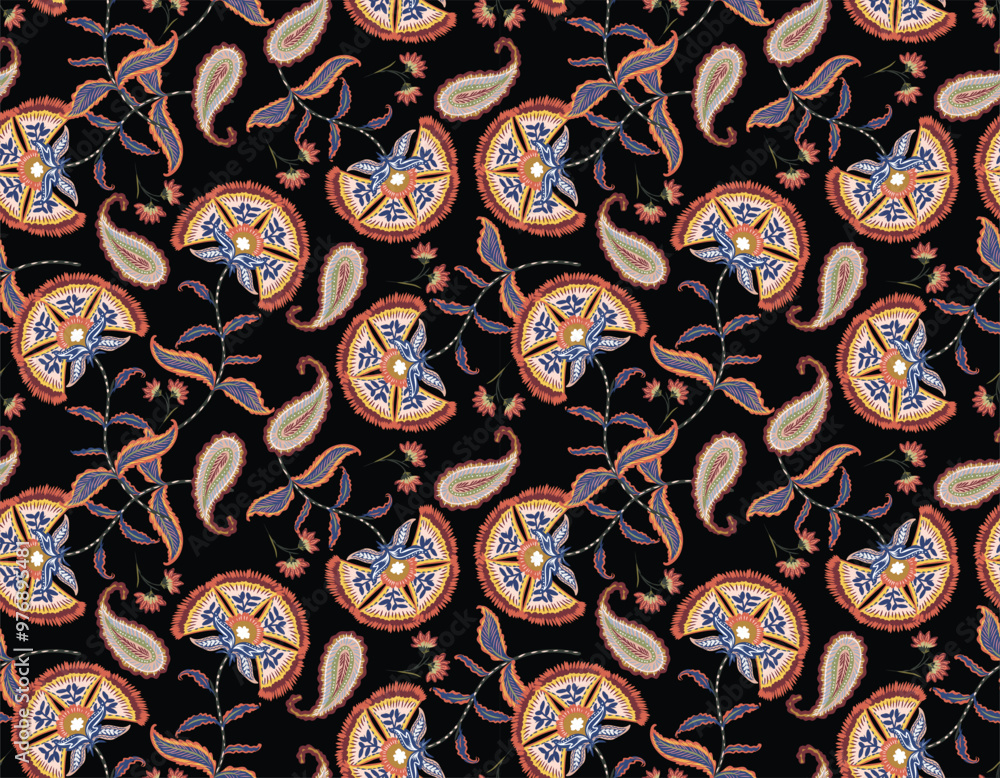 Fototapeta premium Romantic Boho floral pattern, Persian pattern Indian floral pattern, Vector Illustration ,