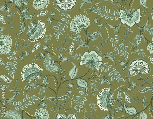 Romantic Boho floral pattern,  Persian pattern  Indian floral pattern, Vector Illustration ,