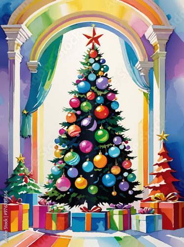 colorful christmas tree photo