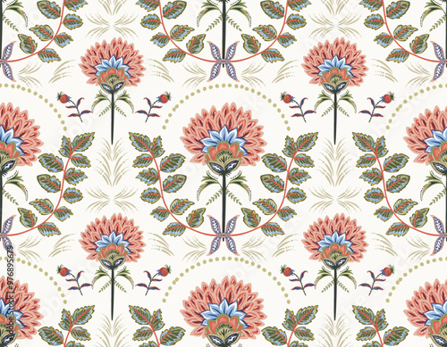 Romantic Boho floral pattern,  Persian pattern  Indian floral pattern, Vector Illustration ,