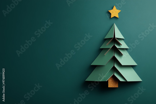 modern christmas backdrop with simple shapes forming a christmas tree