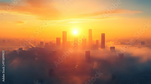 A beautiful sunrise over a ...