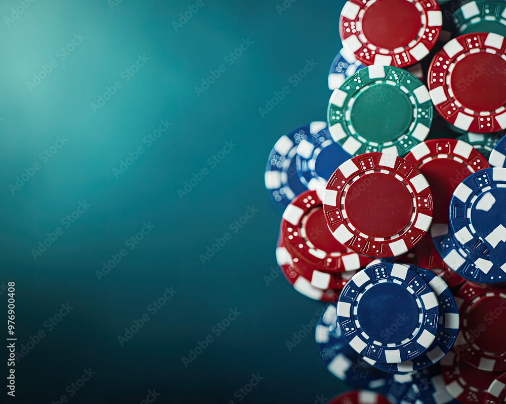 A vibrant stack of colorful casino chips against a blurred background, perfect for gaming and gambling themes. A vibrant stack of colorful casino chips against a blurred background, perfect for gaming and gambling themes.