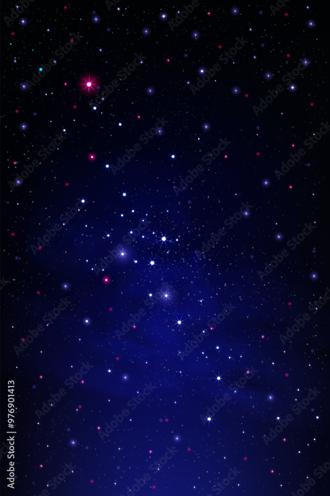 Naklejka premium Space Night Sky and Star Background,Starry Universe Blue Sky Galaxy,Cloud with Nebula and Stars in Winter Night,Nature Stardust field in deep universe, Milky way galaxy