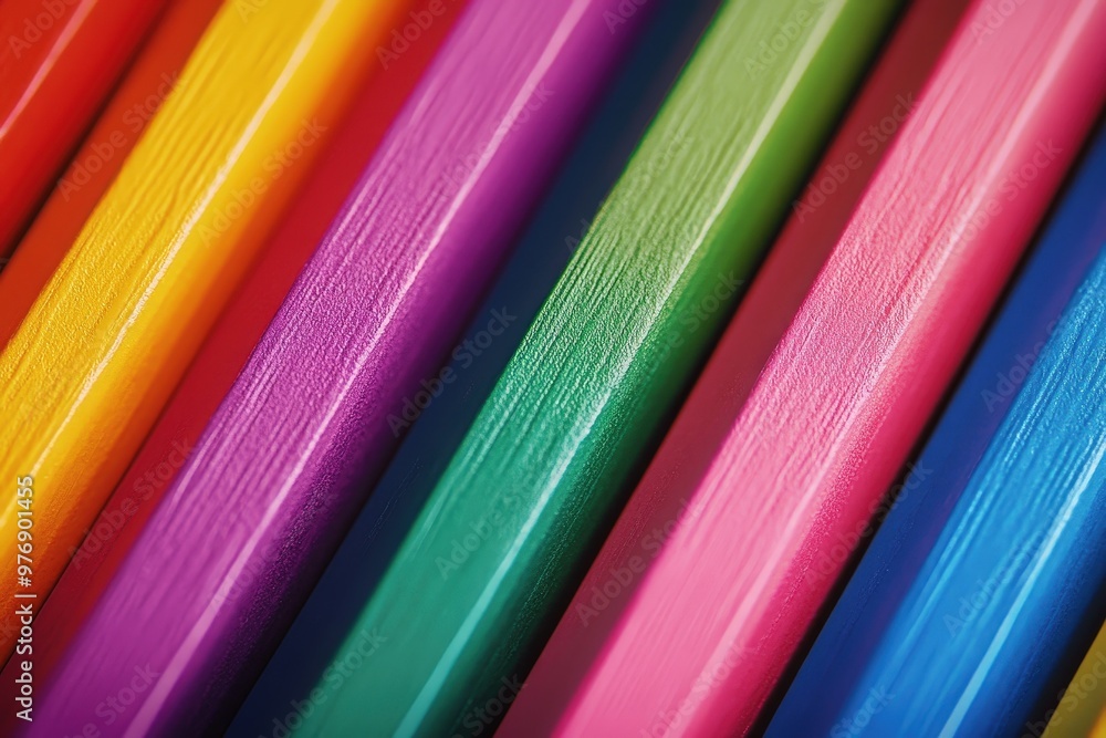 Close-Up of Colored Pencils Arranged in a Row on White Background. Beautiful simple AI generated image Close-Up of Colored Pencils Arranged in a Row on White Background. Beautiful simple AI generated image