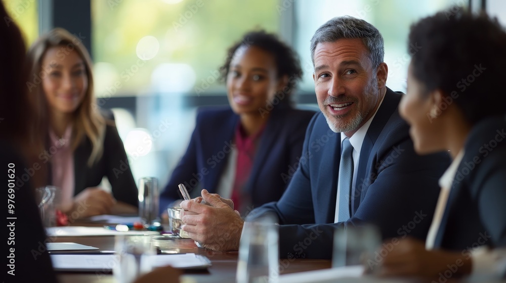 Strategic Corporate Meeting with Diverse Team and CEO Leading Discussion on Business Strategy Strategic Corporate Meeting with Diverse Team and CEO Leading Discussion on Business Strategy