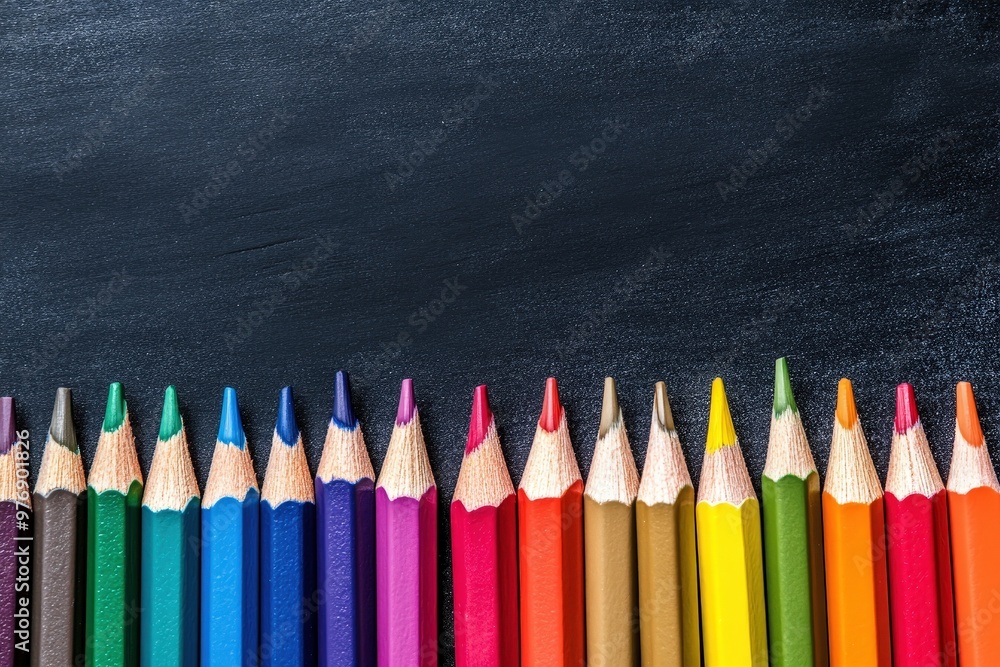 Vibrant Spectrum of Colorful Wooden Pencils Arranged in a Row on White Background - Back to School Concept. Beautiful simple AI generated image Vibrant Spectrum of Colorful Wooden Pencils Arranged in a Row on White Background - Back to School Concept. Beautiful simple AI generated image