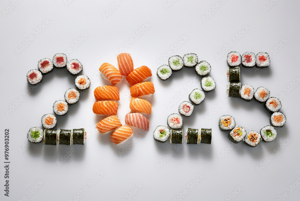 Sushi and sushi various isolated. featuring Sushi and sushi various arranged to form the numbers 2025 on a white background. Japanese sushi 2025 isolated
Sushi and sushi various isolated. featuring Sushi and sushi various arranged to form the numbers 2025 on a white background. Japanese sushi 2025 isolated
