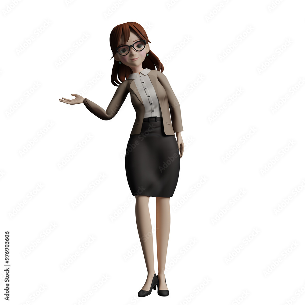 3D Urban Male. A female teacher stands giving a hand gesture as if welcoming or introducing something, as if greeting students or participants in an event. Teacher Illustration 3D Urban Male. A female teacher stands giving a hand gesture as if welcoming or introducing something, as if greeting students or participants in an event. Teacher Illustration