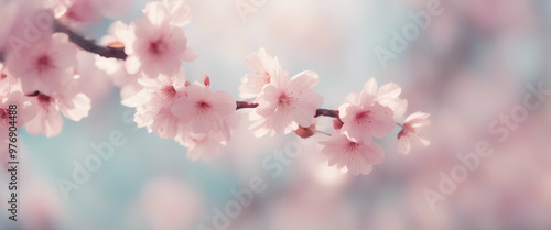 Cherry blossom background music notes pastel watercolor