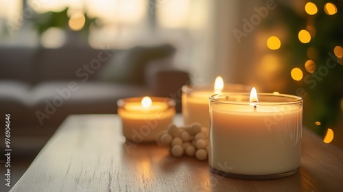 Cozy Candlelight Scene with Christmas Decorations