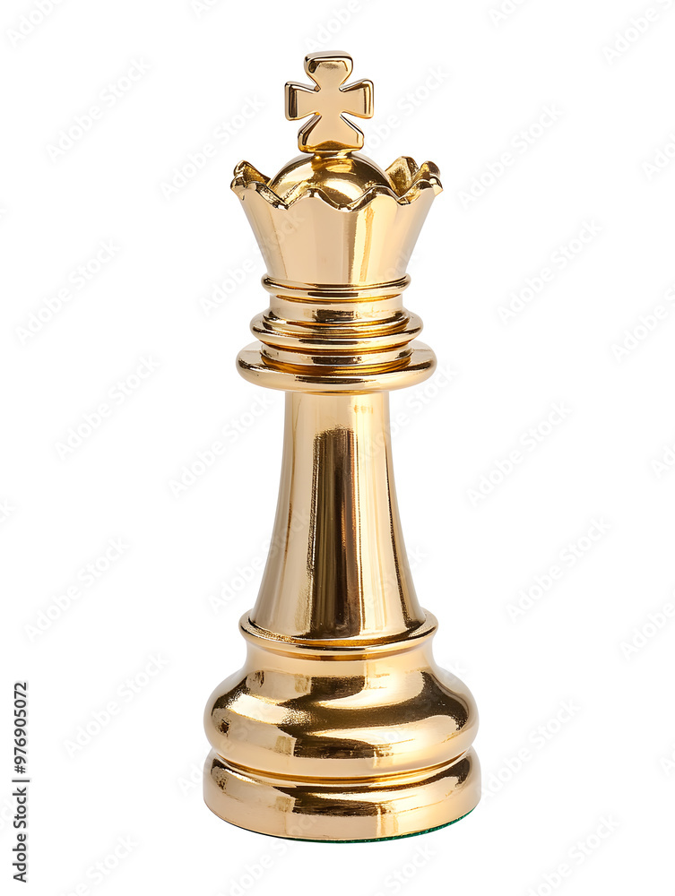 Isolated golden king chess piece on a white background Isolated golden king chess piece on a white background
