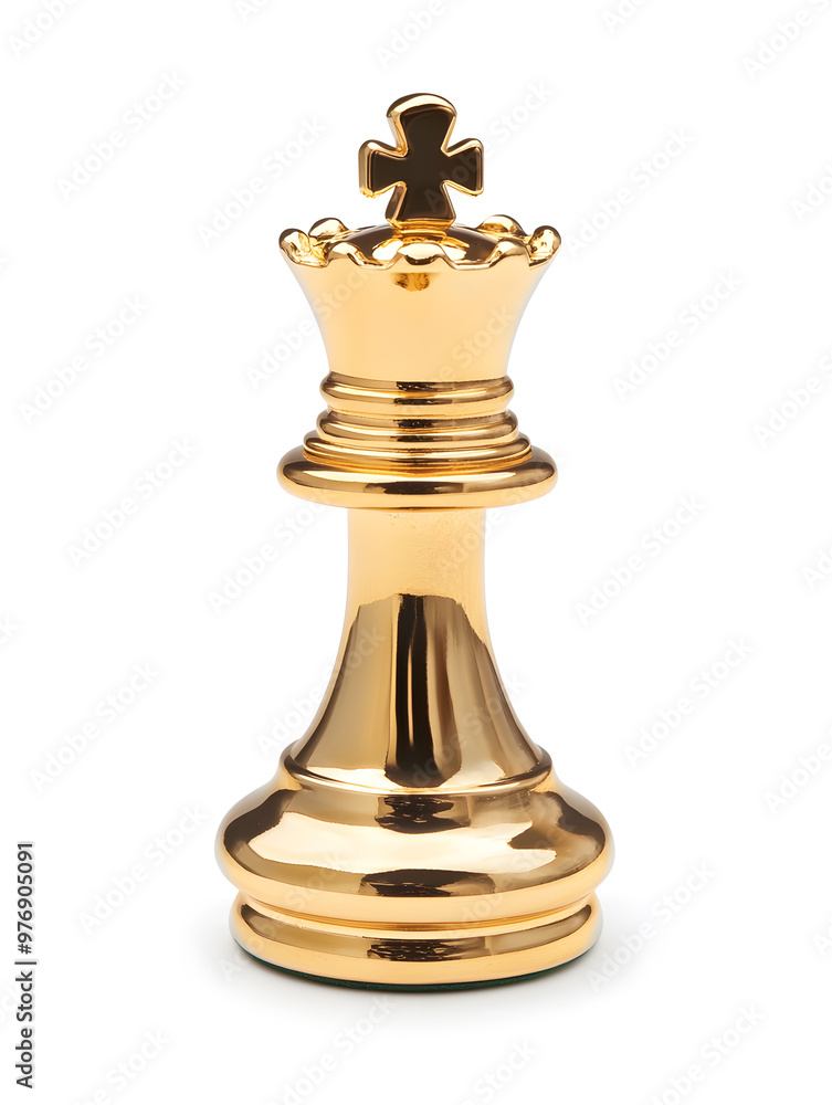 Isolated golden king chess piece on a white background Isolated golden king chess piece on a white background