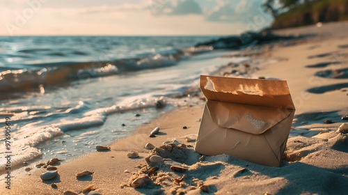 Parcel in an envelope discovered on the beach photo