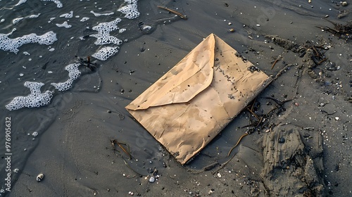 Parcel in an envelope discovered on the beach photo