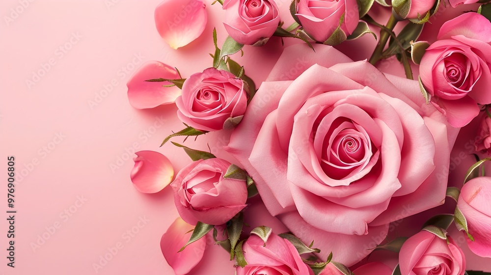 Pink Roses, petals, Valentine's Day Love Banner Background, with copy space for text, HD, Wallpaper, Flowers, romantic, minimal product display mock up Pink Roses, petals, Valentine's Day Love Banner Background, with copy space for text, HD, Wallpaper, Flowers, romantic, minimal product display mock up