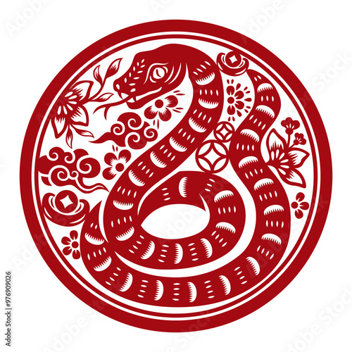 Chinese traditional paper cutting snake.