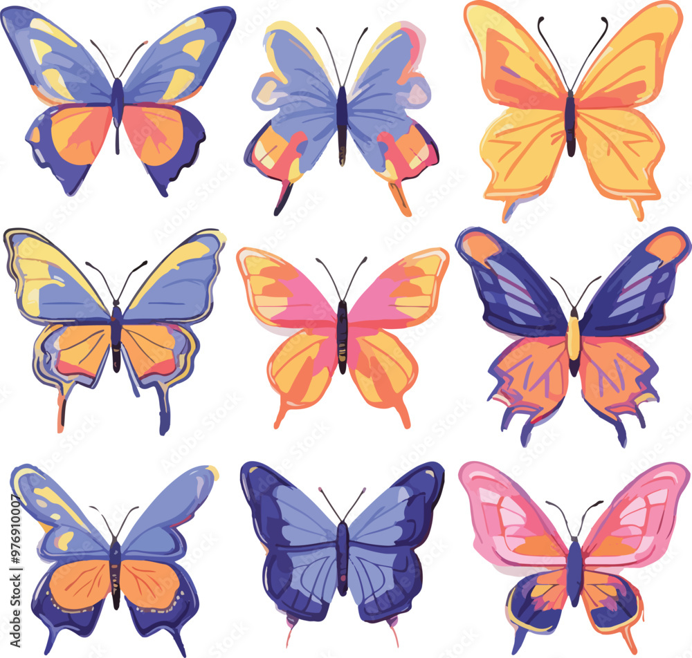 a collection of Color flying butterflies seamless pattern. with different colors and colors. Spring summer seasons butterfly vector border design a collection of Color flying butterflies seamless pattern. with different colors and colors. Spring summer seasons butterfly vector border design