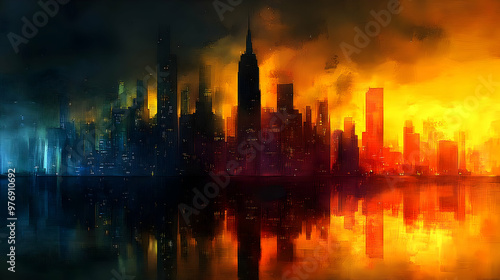 A city skyline is split in ...