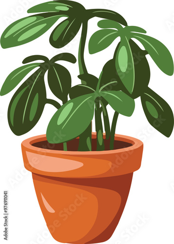 Flowers pot. Nature cartoon vector illustration of flowers and leaves beautiful collection. Blossom plant, botanical flowerpot