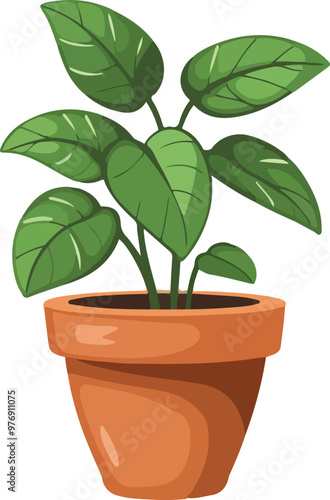 Flowers pot. Nature cartoon vector illustration of flowers and leaves beautiful collection. Blossom plant, botanical flowerpot