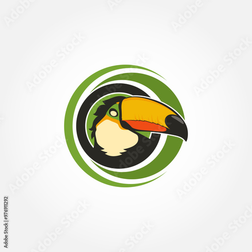 Logo Illustration Mascot Of Toucan With Illustration Of Basket Ball