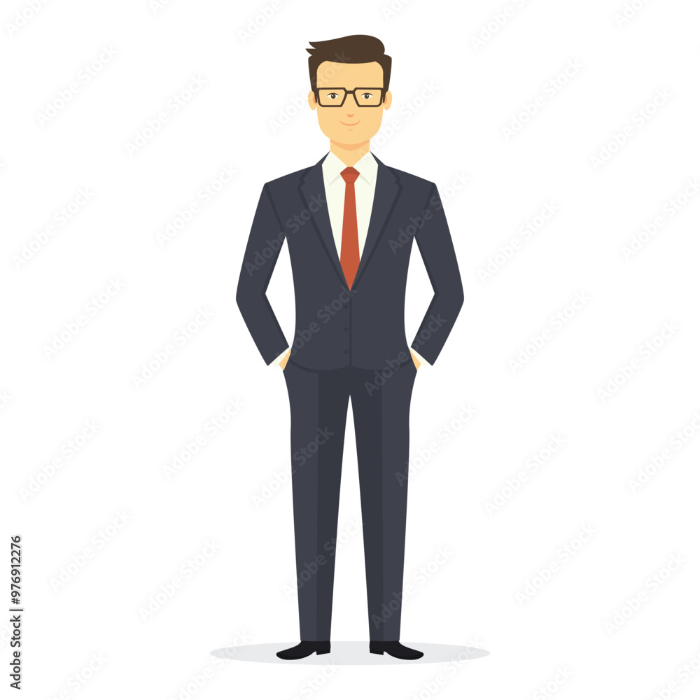 Businessman in formal attire with arms crossed Vector Illustration Businessman in formal attire with arms crossed Vector Illustration
