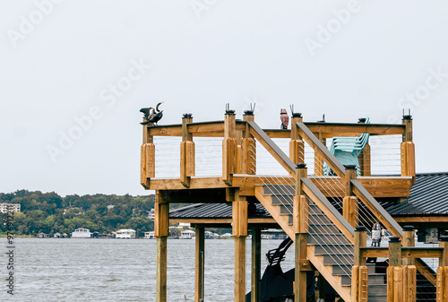 Obraz na płótnie Wooden deck by a lake in Florida. w salonie